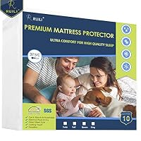 Ruili King Size Premium 100% Waterproof Mattress Protector-Vinyl Free, Deep Pocket Stretch to 6-18" Cooling Waterproof Mattress Cover, Hypoallergenic Fitted Mattress Protector - 10 Year Warranty