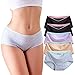 OUENZ Cotton Underwear Women, 5 Pack Seamless Soft Comfortable Breathable Mid Waist Briefs Panties for Women Black