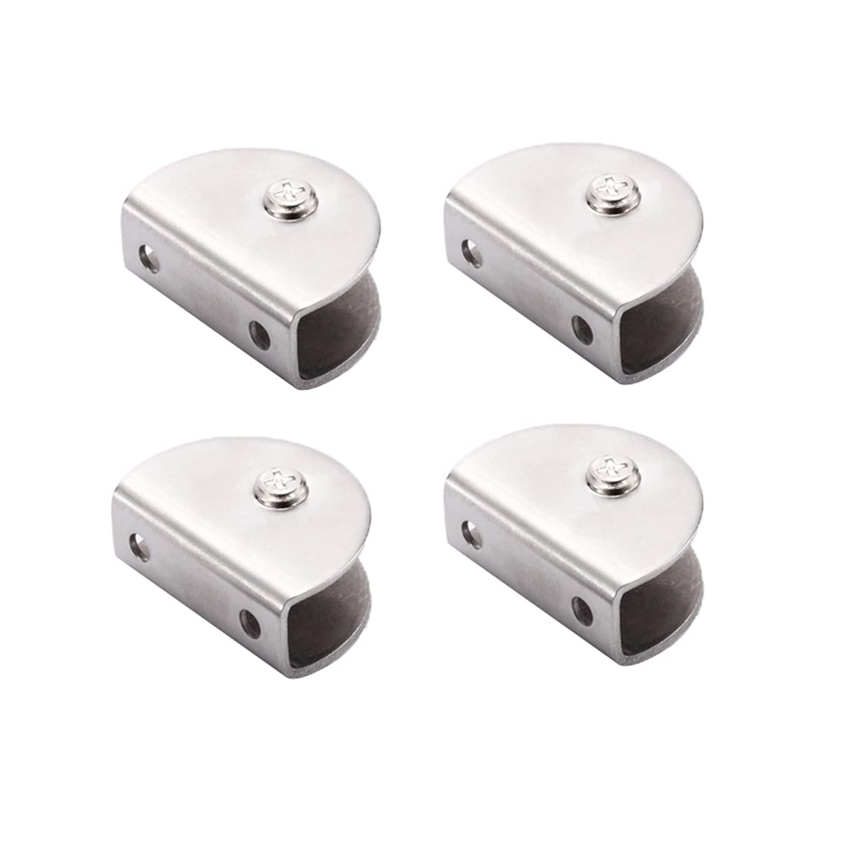 Ncheli 4 x Adjustable Glass Brackets, 304 Stainless Steel Glass Clips for Bathroom Mirror for Glass 9-10 mm, Stair Handrail Window
