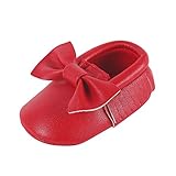 Weixinbuy Baby Boys Girls Soft Soled Tassel Bowknots Crib Shoes PU Moccasins