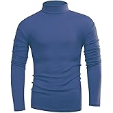 Beauhuty Men's Basic Turtleneck Long Sleeve T-Shirts Fleece Knitted Casual Pullover Top