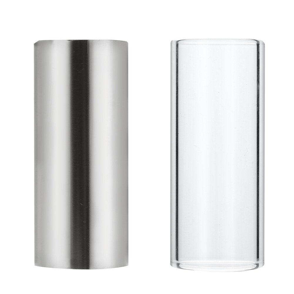 2pcs Glass Slide and Stainless Steel Slide Set Instrument Accessory for Guitar Bass 6CM