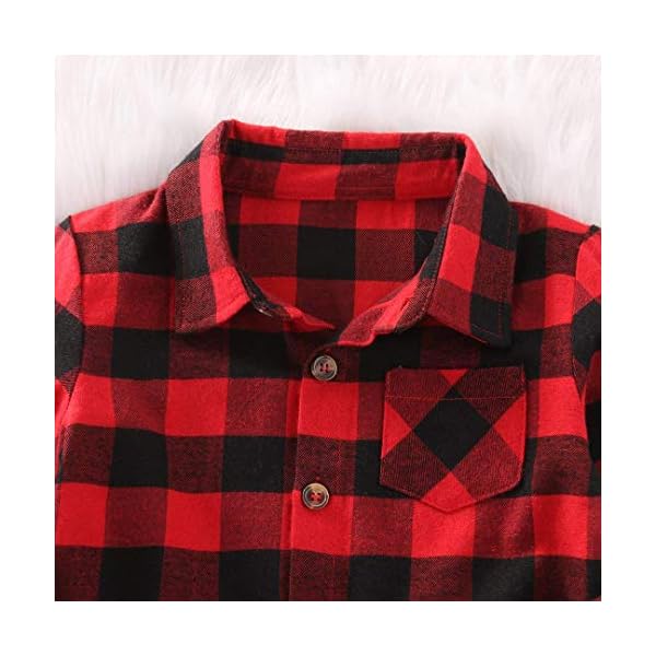 Kids Little Boys Girls Baby Long Sleeve Button Down Red Plaid Flannel Shirt Plaid Girl Boy NB-6T - Image 6