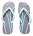 Shower Shoez Women's Antimicrobial Non-Slip Pool Dorm Water Sandals Flip Flops (Medium 7-8, Grey/Aqua)