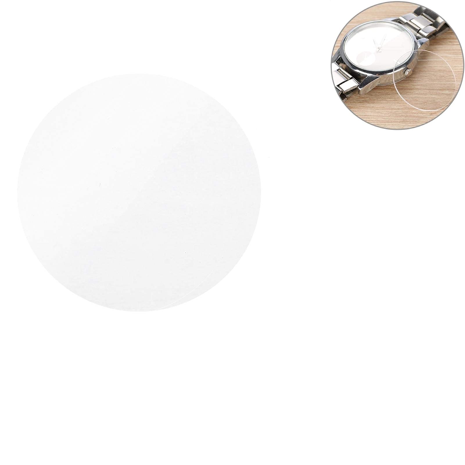 1 Pair 1.0mm Thickness Transparent Round Flat Sapphire Watch Crystal Glass Replacement for Watchmakers 25/26.5/34.5/37.5/39mm(26.5mm)