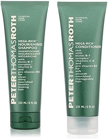 Peter Thomas Roth Mega-Rich Shampoo and Conditioner Bundle With Biotin B-7 Complex, Vitamin C and E, Provitamin B5, Thiamine, Linalool, Limonene and Citronellol, 8 fl. oz. each