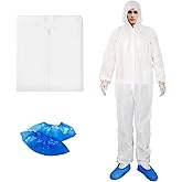ETERNA Hazmat Suits- 1 Pack Disposable Protective Coveralls with Hood, Zipper, Elastic Wrists, Shoe Covers for Men & Women, S