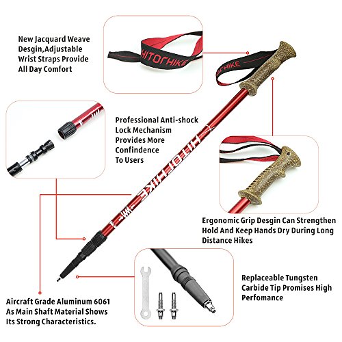 image for Hitorhike Long-Life Trekking Poles Aircraft Aluminum Alloy Collapsible