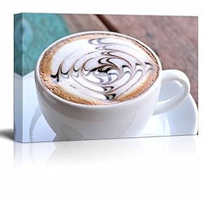 Canvas Prints Wall Art - Cup of Coffee with Artistic Cream Decoration | Modern Wall Decor/Home Art Stretched Gallery Canvas Wraps Giclee Print & Ready to Hang - 12" x 18"