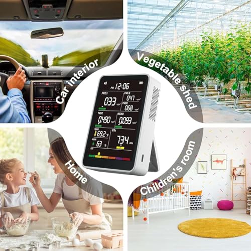 Professional Indoor Air Quality Monitor with AQI Alerts, Portable Real-Time Detector for Home, Car, Plants & Pet (Frost Moon White)