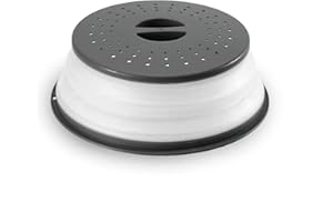 WENWELL Vented Collapsible Microwave Splatter Cover for Food,Kitchen dish bowl Plate Proof lid Can be Hung,Dishwasher-Safe,BPA-Free Silicone & Plastic,10.5 inchs,gray