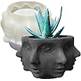 Silicone Head Face Planter Mold, 8 inch Plant Pots Mold for Indoor/Outdoor, Multi -Face Shaped Succulent Flower Pots, Small Face Plante Head Planter, Art Garden Vase(Multi-face)
