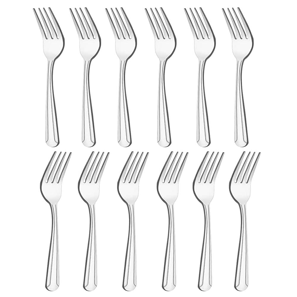 Stainless Steel Dinner Fork Set of 12 - Table Forks for Home, Kitchen, Restaurant - Silver, Mirror Polished, Dishwasher Safe (17cm)