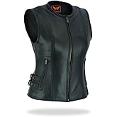TackField Women's Premium Cowhide Leather Motorcycle Heavy Duty Vest – Biker Riding Collarless Vest