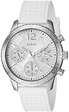 GUESS Women's Stainless Steel Multifunction Silicone Casual Watch, Color: White (Model: U1025L1)
