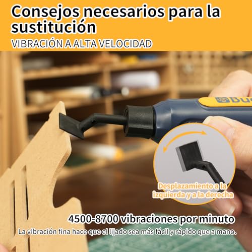 Bucasso Cordless Pen Sander, 5 Speeds & USB Charging with LED Light, Multipurpose Power Tool, Mini Electric Sander for Sanding, Polishing, Finishing, DIY Crafts