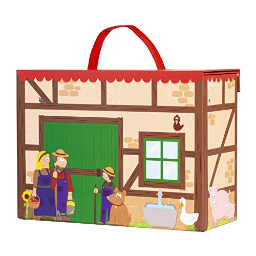 yoamo Bauernhof für Kinder inkl. Adventskalender mit 24 Holzfiguren, hochwertigem Spielkoffer und weihnachtlicher Tier-Geschichte, Mehrfarbig, 27-teilig (1 Set) – Bild 3