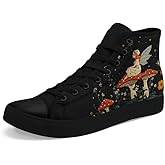 AWSOLE Fashion Women High-Top Canvas Shoes Men's Print Mushroom Floral Plant Lace-up Flat Stylish Gift Sneaker Couple Shoes