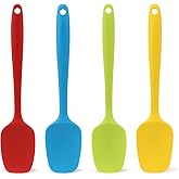 Silicone Spatula Set of 4, Small 8 inch Non-stick Rubber Spoon Spatulas, One Piece Design Flexible Silicone Spoon for Baking Cooking Mixing, Dishwasher Safe