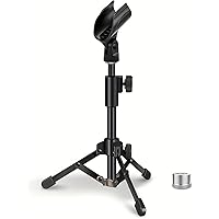 BILIONE Extendable Microphone Tripod Stand, Portable Desktop mic stand with Mic Clip Holder for Blue Yeti Snowball and Other 