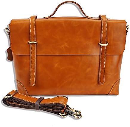 Genuine Leather Messenger Bag Business Work Briefcase for Men Carry Laptop Computer Book Handmade