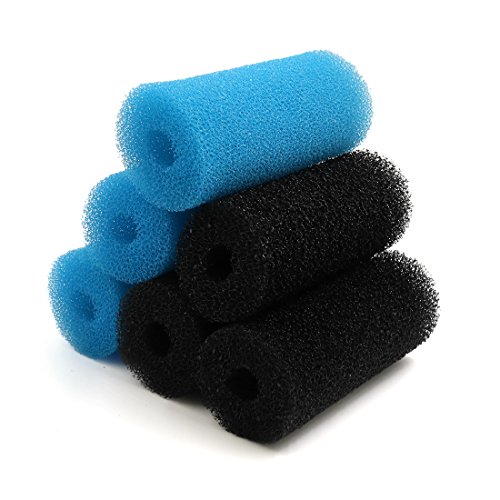 uxcell 6pcs Blue Black 2.6inch Dia Cylinder Aquarium PreFilter Sponge Filter Cartridges