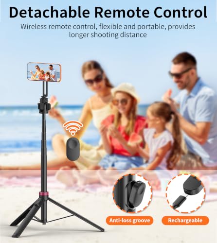 Gahenwo 69" Magnetic Phone Tripod for All Phones,Selfie Stick for Magsafe with Rechargeable Remote & Phone Mount ,Portable Stand with Tripod Leg for iPhone/Android,Camera Mounts & Clamps,Photo,Travel