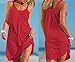 Camisunny Swing Summer Beach Mini Dress Dresses for Women Fashion 2024 Flattering Flowy Cute Sexy Size XL Red