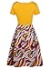 oxiuly Women's Vintage Patchwork Pockets Puffy Swing Casual Party Dress OX165 (Yellow, m)