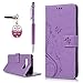 YOKIRIN Galaxy Note 8 Case, Flip Wallet Full PU Leather Kickstand Emboss Floral Butterfly Magnetic Book Style Built-in Stand Card Slots Holder Protective Cover with Detachable Wrist Strap, Purple