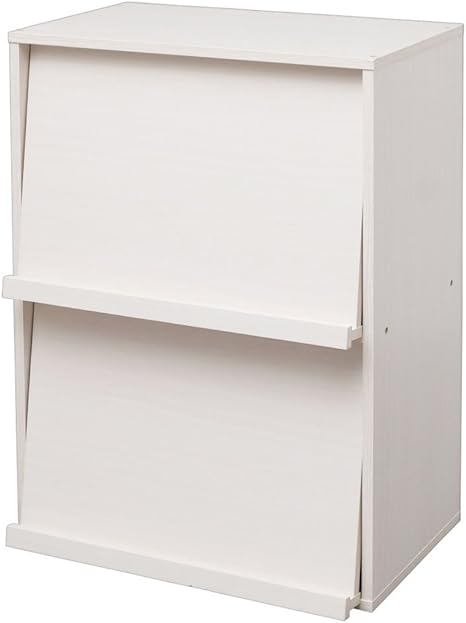 Amazon 収納ボックス 本棚 フラップ扉 2枚付 幅59 奥行40 9 高さ 6cm オフホワイト 2thw キャビネット オンライン通販