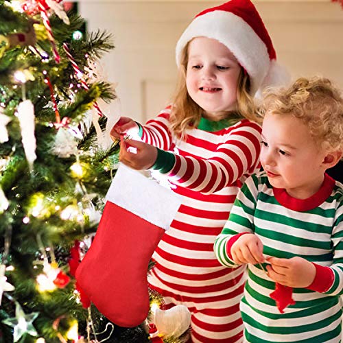 SHareconn Christmas Stockings,5 Pack 16 Inch Big Christmas Kids Gift Stocking Bags and Christmas Hanging Socks for Gift Holding,Party Decoration DIY Craft (Red & White)
