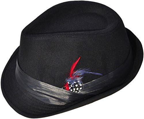 TAUT Manhattan Structured Classic Trilby Fedora Hat, Black/Red Fur