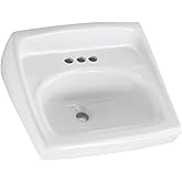 American Standard 0355.027.020 Lucerne Wall-Mount Lavatory Sink with 4-Inch Faucet Holes for Exposed Bracket Support, White