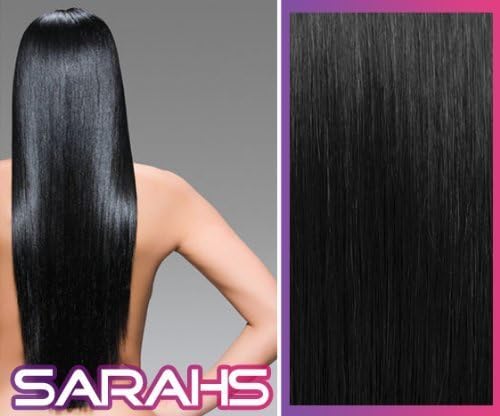 22 inch Jet Black (1). Full Head. Clip in Synthetic Hair Extensions. by Luscious Hair Extensions