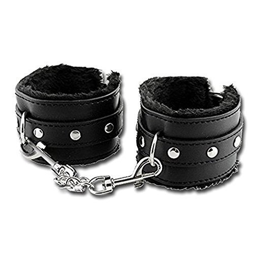 LIWEIKE PU Leather Fake Handcuffs Soft Wrist Cuffs For Women Men Adult Play (Black) - Thumbnail 5