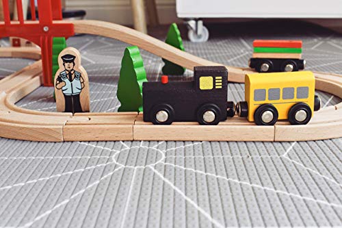 Tiny Land 39 Pcs Holzeisenbahn und Züge Pack Eisenbahn Anfängerset Kompatibel mit Thomas Passend für Eichhorn Zugset Kleinkinderspielzeug empfohlen ab 3 Jahren – Bild 5