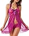Plus Size Lingerie Babydoll Set for Women(3XL,Purple)