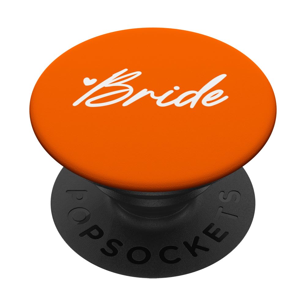 White Orange Heart Bride PopSockets Adhesive PopGrip
