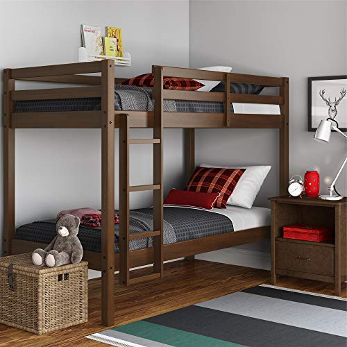 Dorel Living Indiana Solid Wood Twin over Twin Bunk Bed, Mocha Pricepulse