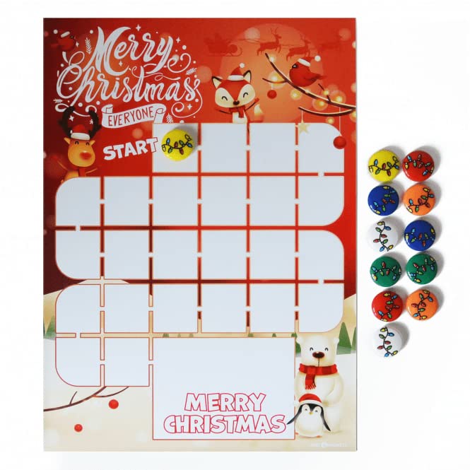 MagFlex® A3 Magnetic Christmas Reward Chart for Children, Kids, Toddlers, Boys and Girls with Colourful Christmas Light Magnets for Promoting and Recognising Good Behaviour