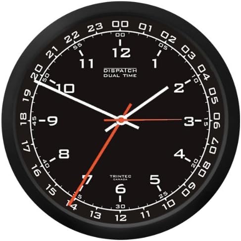 MCtraddy Trintec 12 & 24 Hour Military Time Swl Zulu Time 24hr Wall Clock - Black Dial DSP01
