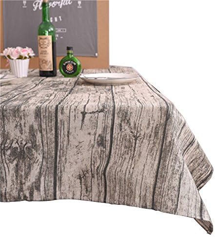 CCHLO 3D Wood Grain Table Cloth Cotton Fabric Tablecloths for Rectangle Picnic Tables Natural Vintage Washable Table Covers