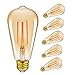 Emotionlite Vintage Edison LED Light Bulbs, Dimmable E26 Bulb, 4W(40W Equivalent), Amber Yellowish, 2200K, ST64 Teardrop, 6 Pack, UL Listed