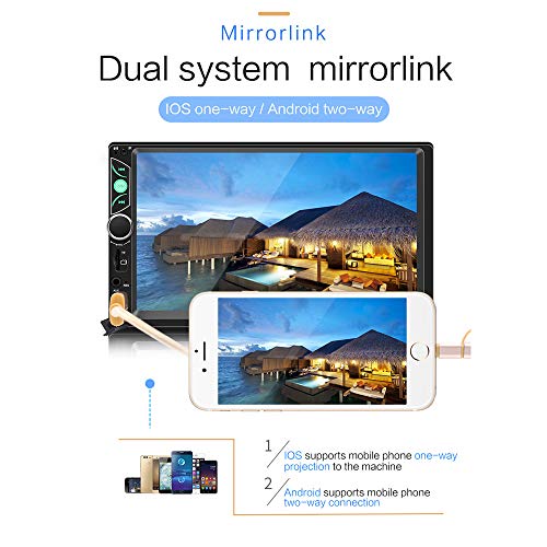 Double Din Car Stereo Radio 7'' HD Touch Screen Car Audio Bluetooth FM Radio USB Car Audio Video Player Support Phone Mirror Link + Car Backup Camera and Steering Wheel Control - Thumbnail 4