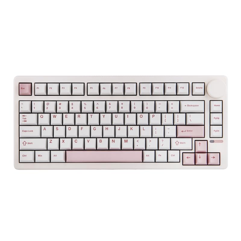 EPOMAKER QK81 75% Wireless Mechanical Gaming Keyboard, QMK/VIA Programmable and Hot-Swappable, 81 Keys with Metal Knob, 2.4Ghz/BT/USB, Creamy Gasket-Mount, RGB Backlight (White, Flamingo Switch)