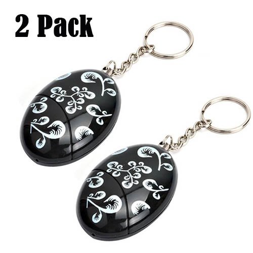 2-Pack Black 120dB Smart Emergency Personal Alarm Key Chain for Women,Kids,Girls,Superior,Explorer Bag Decoration Self Defense Electronic Device