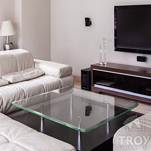 TroySys Square Glass Table Top, 1/2" Thick, Bevel Polished Edge, Radius Corners, Annealed, 36" L x 36" W