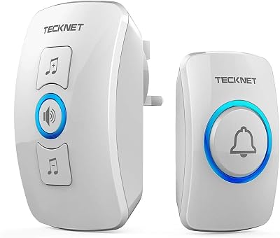 TECKNET Wireless Doorbell IP65 Waterproof 1300ft 60 Chimes 5 Level Vol