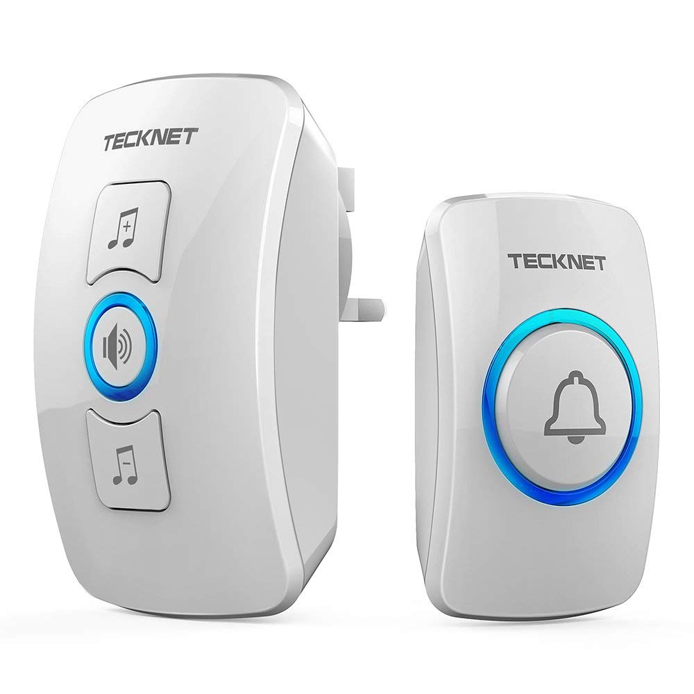 TECKNET Wireless Doorbell, IP65 Waterproof Wall Plug-in Door Bells Wireless Cordless Chime Kit at 1300-feet Range, 60 Chimes & 5 Level Volume, Battery Operated, Plug in Door Entry Bell